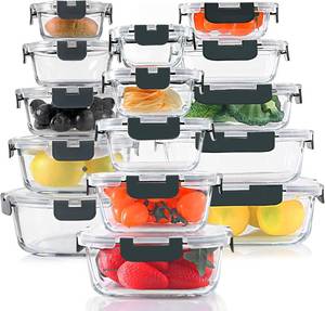lot 2338 image: KOMUEE 30-Piece Glass Food Storage Containers with Snap Lock Lids