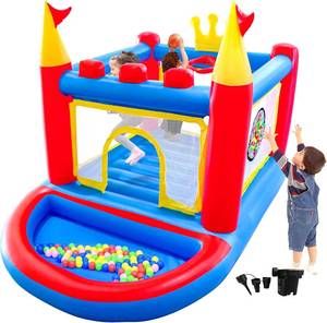 lot 2339 image: $114 Inflatable Bounce House with Blower for Kids 3-8, IndoorOutdoor