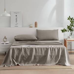 lot 2342 image: $140 EVERLY Linen Twin Sheets Set, 100% French Washed Pure Linen, 3Pc