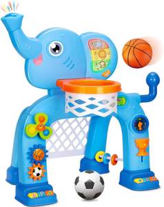 lot 2344 image: Toddler Basketball Hoop & Soccer Goal Toys for 1-3 Year Olds Blue
