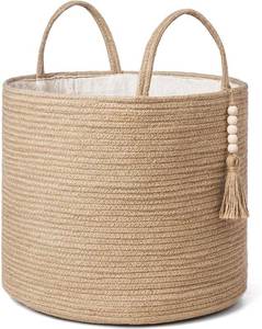 lot 2347 image: Mkono Woven Storage Basket with Handles, Jute, 16W x 13.8L