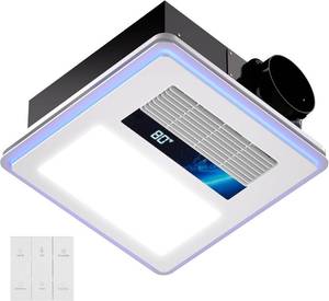 lot 2348 image: $176 4-in-1 Bath Exhaust Fan Light, Heater, 1800W, 190 CFM, Remote