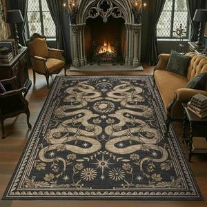 $100 Snake 6x9 Washable Rug, Forest, Non-Slip, Rubber Back, Dark Grey