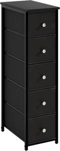 lot 2350 image: $60 Narrow Storage Cabinet with 5 Drawers, Slim, Black