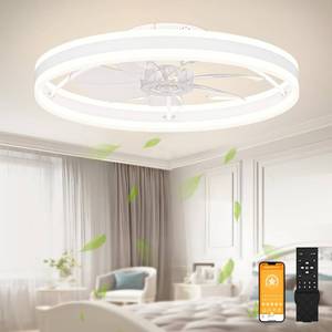 lot 2363 image: $120 VOLISUN Low Profile Ceiling Fans with Lights and Remote, White