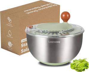 lot 2373 image: Stainless Steel Salad Spinner 5.3 Qt, Non-Slip Base, BPA Free