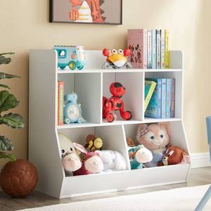 lot 2377 image: $75 Toy Storage Organizer with Bookshelf, 5-Cubby Shelf for Kids Room