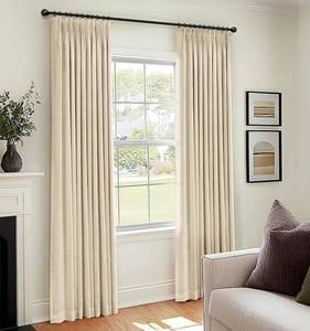 lot 2396 image: $66 100% Blackout Linen Pinch Pleated Curtains, 40x100, 2-panel