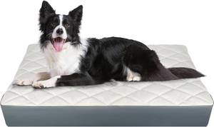 lot 2403 image: Orthopedic Dog Bed, Faux Leather Memory Foam, 35.5x23.5x4.7in