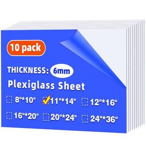 lot 2420 image: 10 Pack 11x14 Plexiglass Sheets 14 in Thick, Clear Acrylic