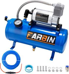 lot 2422 image: $95 FARBIN 150 PSI 1.6gal Air Compressor with Tank 12V Air Pump