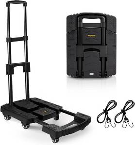 lot 2427 image: Folding Hand Truck 500lbs, 6-Wheel Collapsible Dolly Cart