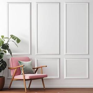 lot 2430 image: Fancat Peel & Stick Wall Molding Kit - Wainscoting Panels, 54x24in
