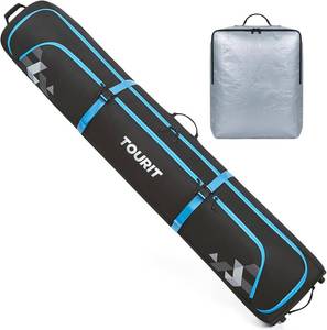 lot 2431 image: TOURIT Rolling Ski & Boot Bag, Padded & Wheeled, Holds 2 Pairs