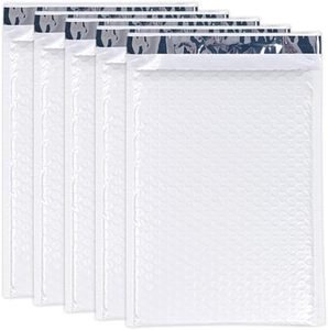lot 2447 image: 20 Pack 9x11in White Bubble Mailers, Self-Seal