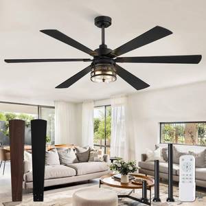 lot 2454 image: $140 Fanbulous 65 Farmhouse Ceiling Fans Lights, SEE NOTES.