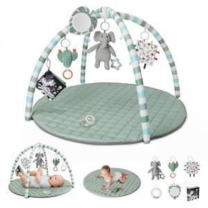 lot 2468 image: Blissful Diary Baby Play Gym Mat with 6 Detachable Toys, Sage