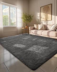 lot 2485 image: Ophanie 6x9 Area Rug, Non-Slip Fluffy Shag Gray Plush Rug