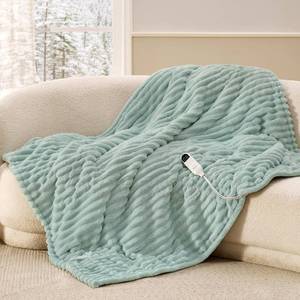 lot 2500 image: $57 Bedsure Heated Blanket Throw - 6 Heat Settings 3-Hour Timer Green