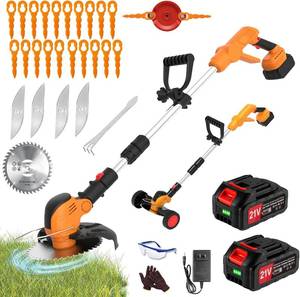 lot 2501 image: $96 Electric Cordless Weed Wacker 21V4000mAh String Trimmer, 3-in-1