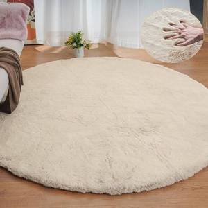 $196 8ft Shag Rug - Washable Beige/Brown Circle Rug for Living Room