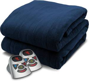 lot 2525 image: $160 Biddeford Micro Plush Electric Heated Blanket, Queen, Navy