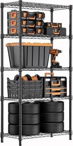 lot 2537 image: $61 1250 lbs Shelving Unit, 5-Tier Steel Wire Rack for HomeOffice