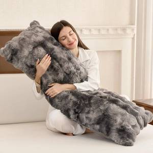 lot 2579 image: ZonLi Fluffy Body Pillow for Adults, 20 x 54 in, Grey