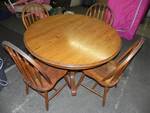 Oak Dining Table with leaf and 4 Chairs