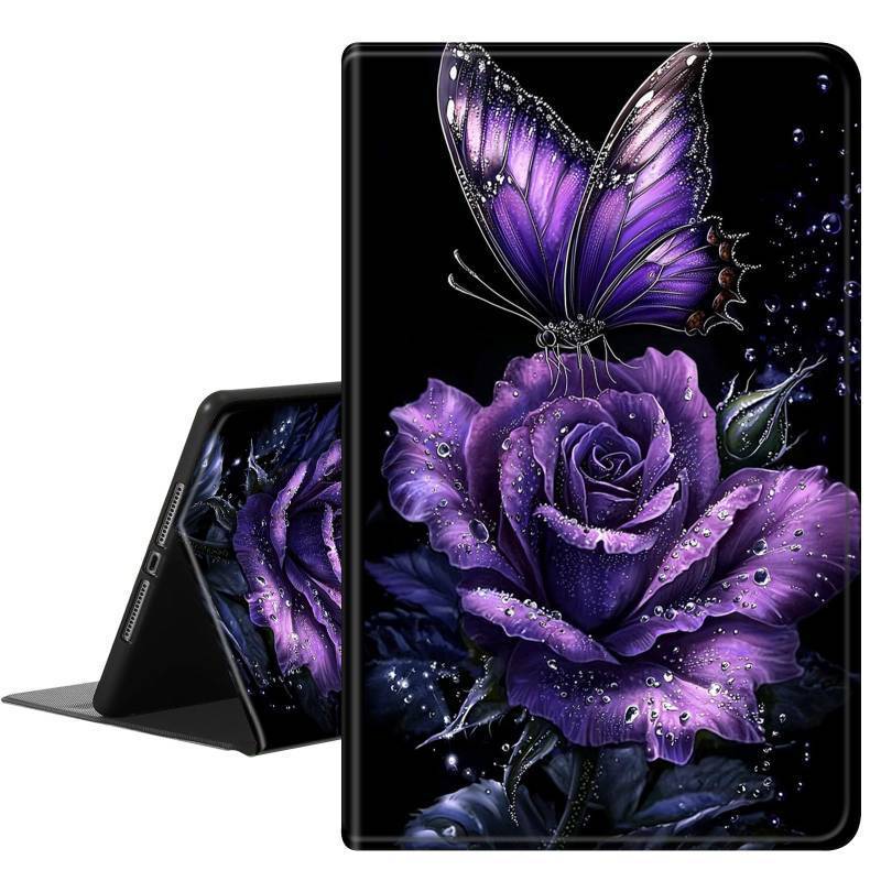 lot 1568 image: RAUEDWDJS Case for Samsung Galaxy Tab S10 Ultra 14.6 inch,PU Leather Slim Standing Smart Cover Case with S-Pen Holder Auto SleepWake for Tab S9 UltraS8 Ultra-Purple Rose Butterfly