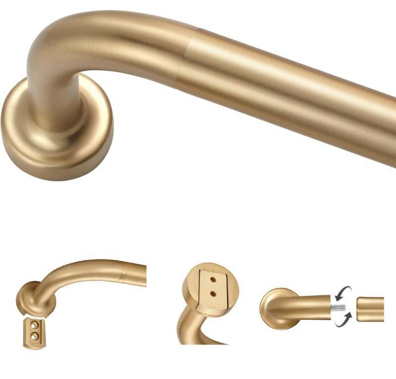 lot 2098 image: Warm Gold 100-150 Aluminum Disc Wrap Around Curtain Rod with Blackout Capabilities