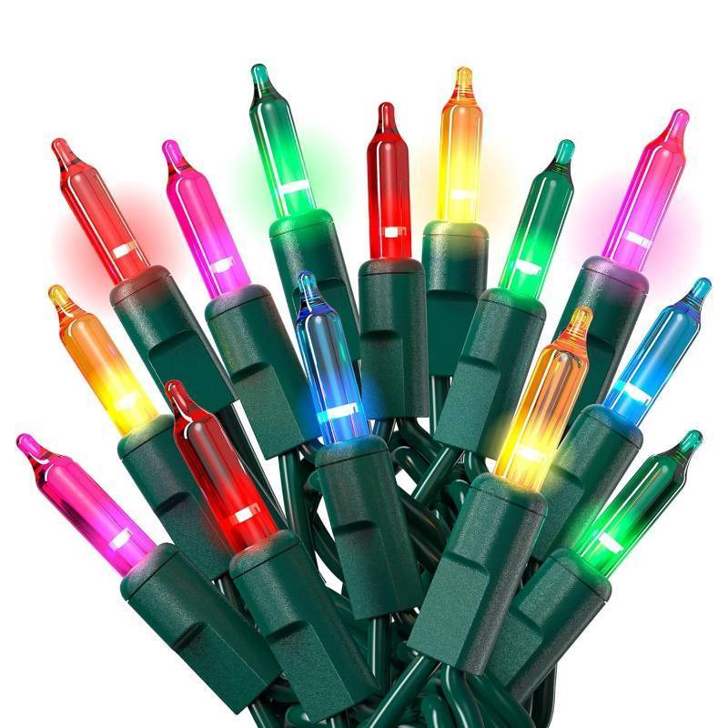 lot 1951 image: PREXTEX 50 Ct. Multi-Color Christmas Tree Lights with Green Wire - 10 Ft String Lights for Indoor and Outdoor Use - Multicolor Incandescent Christmas Tree Decoration with End-to-End Connectors