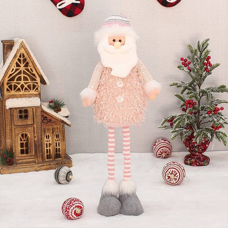 lot 3104 image: XGOPTS Christmas Stuffed Dolls Holiday Cute Plush Shelf Toys Long Legs Sitting Santa Claus Snowman Reindeer Dolls Fun Buddy Party Festive Decorations Gift
