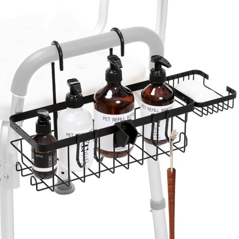 lot 3155 image: TYYIHUA Hanging Shower Caddy for Shower Chair with Hooks, Soap Tray and Shower Rack, Bathroom Showers Organizer Basket for Elderly, Pregnant, Patient, Handicap Accessories for Daily Living