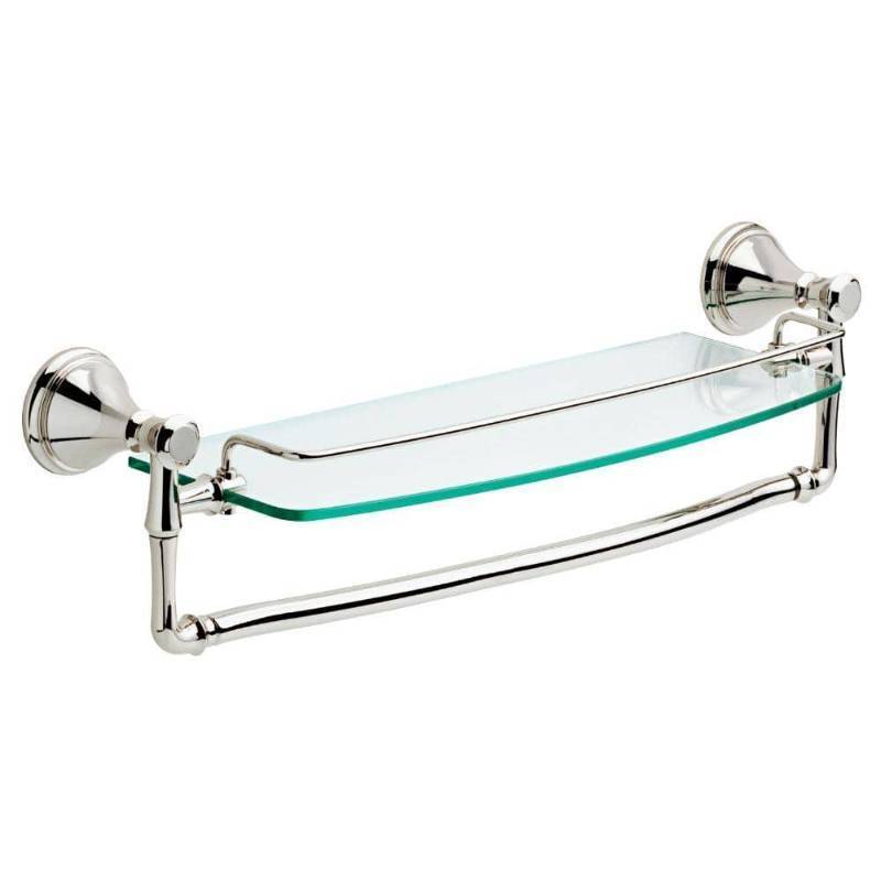 lot 8107 image: Delta Cassidy 18  Glass Shelf with Removable Bar  Polished Nickel