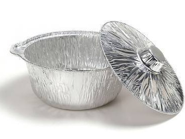 lot 8384 image: Disposable Aluminum Pot With Lid Complete Set Good to use on Stove (3, Large 5.5Quartz13X5 (LXH)), Silver