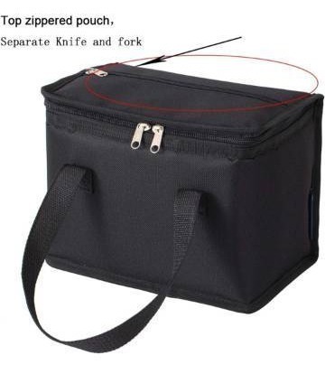lot 9327 image: Foldable Lunch Bag Insulated Lunch Box Water-Resistant Leakproof Soft Cooler Bag Black