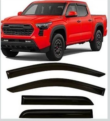 lot 9408 image: 2024-2026 Tape on Rain Guards for Toyota Tacoma Double Cab Side Window Visor Deflectors Heavy Duty Vent Shades 2025