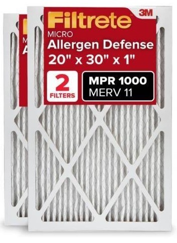 lot 9461 image: Filtrete 20x30x1 AC Furnace Air Filter, MERV 11, MPR 1000, Micro Allergen Defense, 3-Month Pleated 1-Inch Electrostatic Air Cleaning Filter, 2 Pack (Actual Size 19.81 x 29.81 x 0.81 in)
