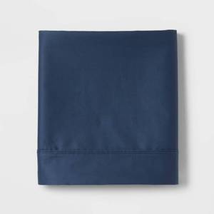 lot 10050 image: TwinTwin XL 400 Thread Count Performance Flat Sheet Metallic Blue - Threshold Cotton Sateen, Shrink-Resistant