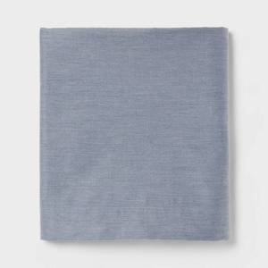 lot 10054 image: Queen Easy Care Cotton Blend Sateen Flat Sheet Navy - Room Essentials 225 Thread Count, Gender Neutral, Machine Washable