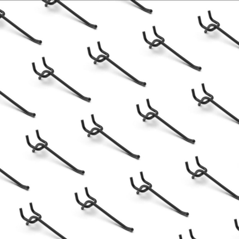 lot 3565189 image: HUHOLE Black Pegboard Hooks, Heavy Duty Pegboard Hooks, Fit 14, Powder Coated Steel,  4 inch 25PC - Retail $18