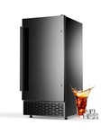 Hooure15 in. Commercial Ice Maker 120 lbs./24 H Freestanding Black Ice Maker Full Size Cubes with 30 lbs. Storage MISSING ITEMS (See Pictures and Description) - Retail: $940