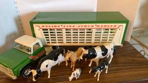 1960s Farm Toy Collection - Cattle Truck and John Deere Combine