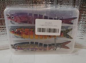 3PCS Bass Fishing Lures Set, Multi Jointed Glide Baits for Bass & Musky Lures, Realistic Top Water Lures and Swim Bait Fishing Stuff for Freshwater & Saltwater Anglers - Retail: $20