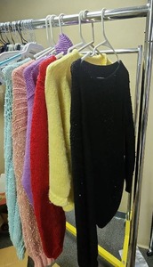 lot 227 image: Vintage Handmade Sweater Collection, qty 6 - all appear to be size Small (potentially medium, but lean toward small) - a couple have small stains, which may be treatable