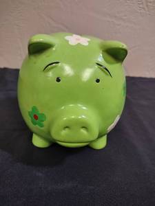 lot 328 image: Green Floral Ceramic Piggy Bank