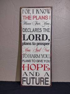 lot 348 image: Jeremiah 2911 Inspirational Metal Wall Sign