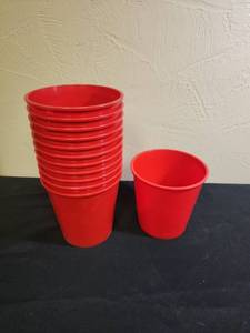 lot 437 image: Red Plastic Buckets - Set of 12 - use for crafting or storing craft supplies