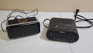 lot 456 image: Emerson and Sony Digital Alarm Clock Radio Set - both power on, otherwise untested